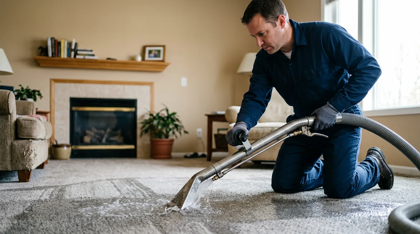 Water damage restoration technician working near Elberfeld, IN